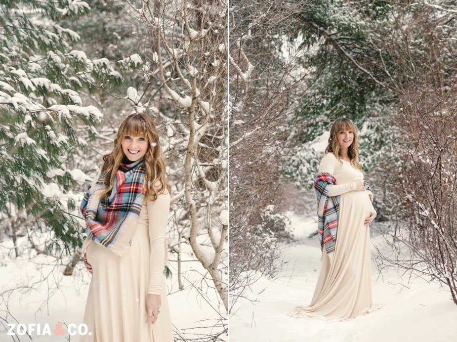 nantucket maternity photography snow forest