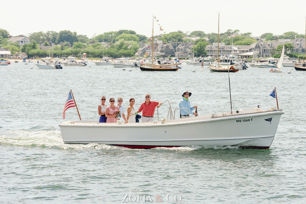 Nantucket Wedding on Wooden Sailboat in Harbor