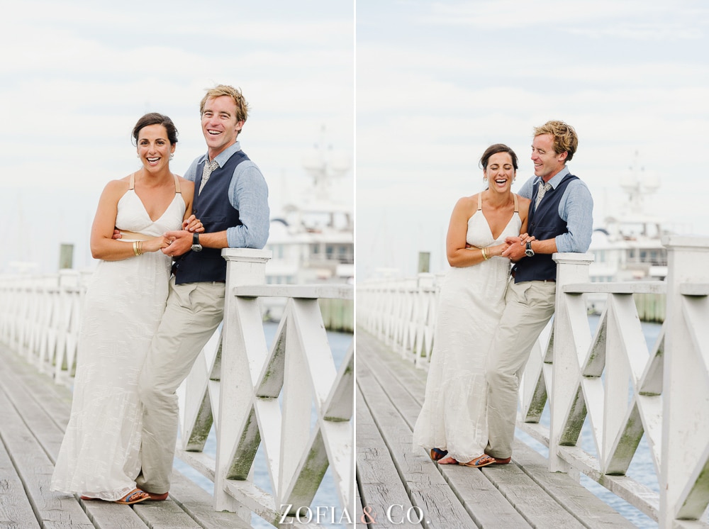 Nantucket Wedding on Wooden Sailboat in Harbor